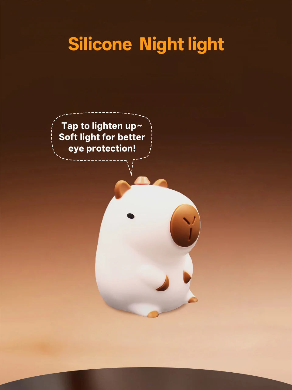 Cozy Capybara Soft Silicone Touch Night Light | Emotional Support Lamp (GL-005-CAPY)
