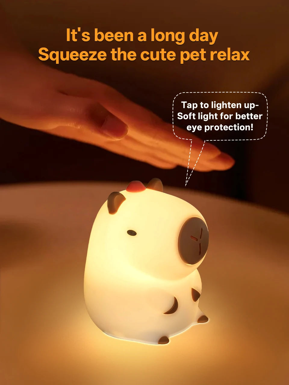 Cozy Capybara Soft Silicone Touch Night Light | Emotional Support Lamp (GL-005-CAPY)