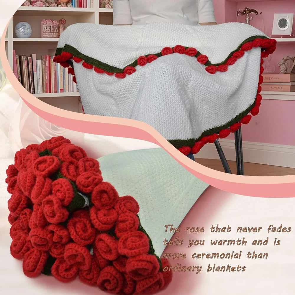 奢华手工针织玫瑰披肩毯与斗篷 (GL-008-BLANKET)
