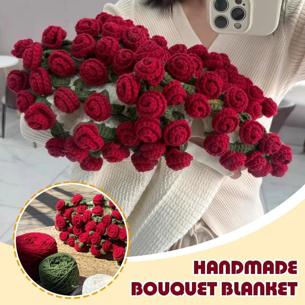 奢华手工针织玫瑰披肩毯与斗篷 (GL-008-BLANKET)