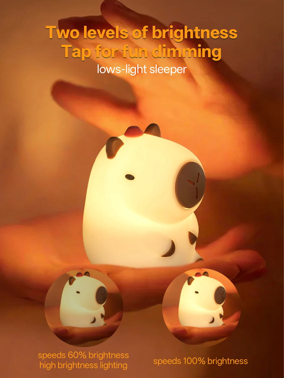 Cozy Capybara Soft Silicone Touch Night Light | Emotional Support Lamp (GL-005-CAPY)