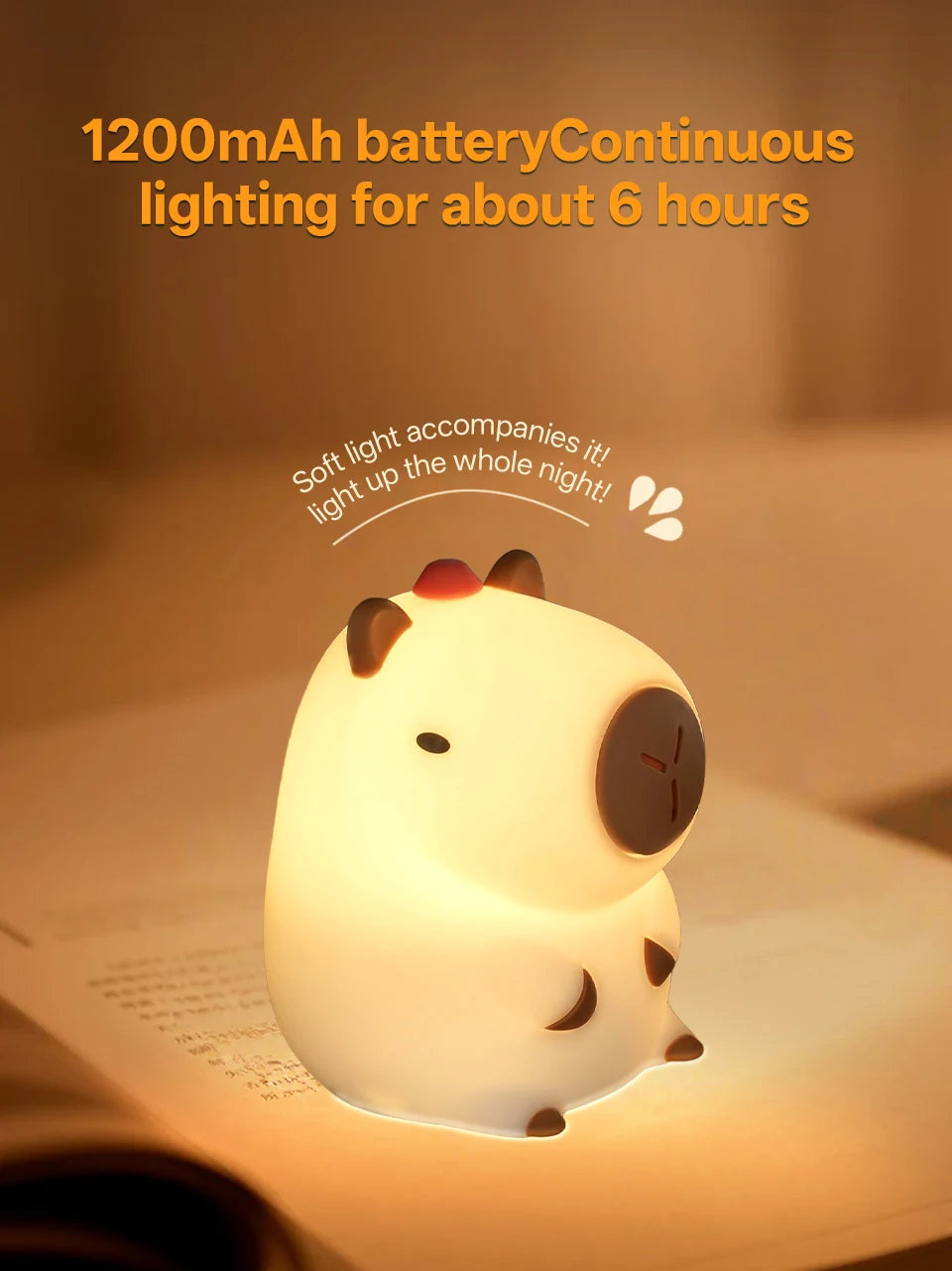 Cozy Capybara Soft Silicone Touch Night Light | Emotional Support Lamp (GL-005-CAPY)