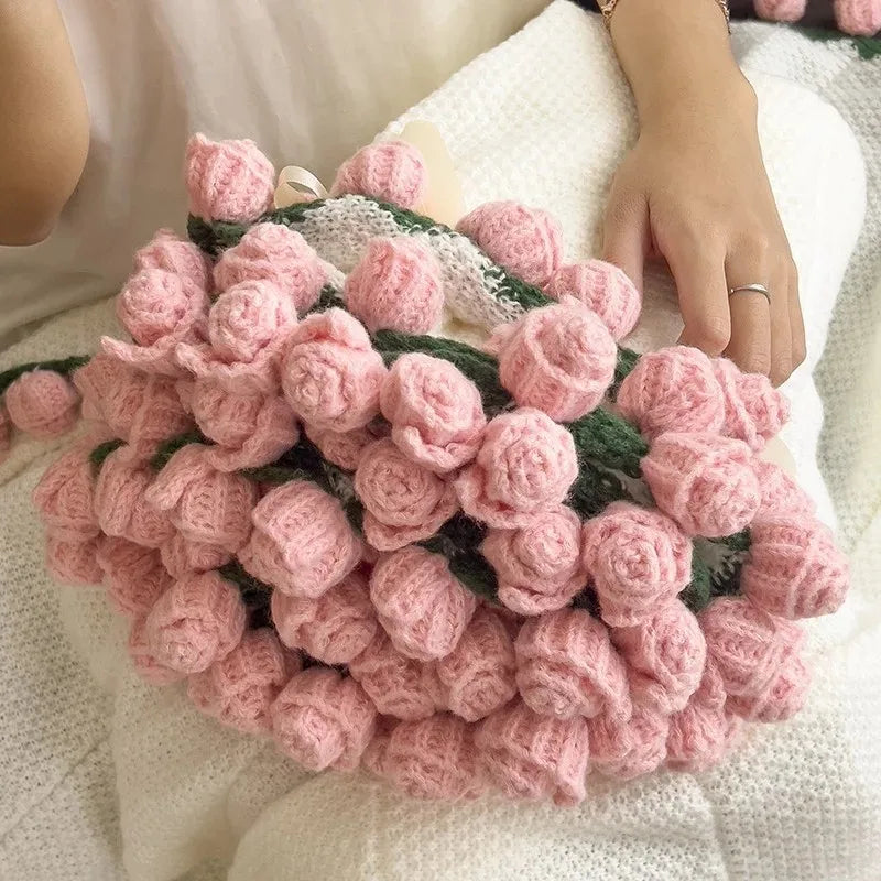 奢华手工针织玫瑰披肩毯与斗篷 (GL-008-BLANKET)