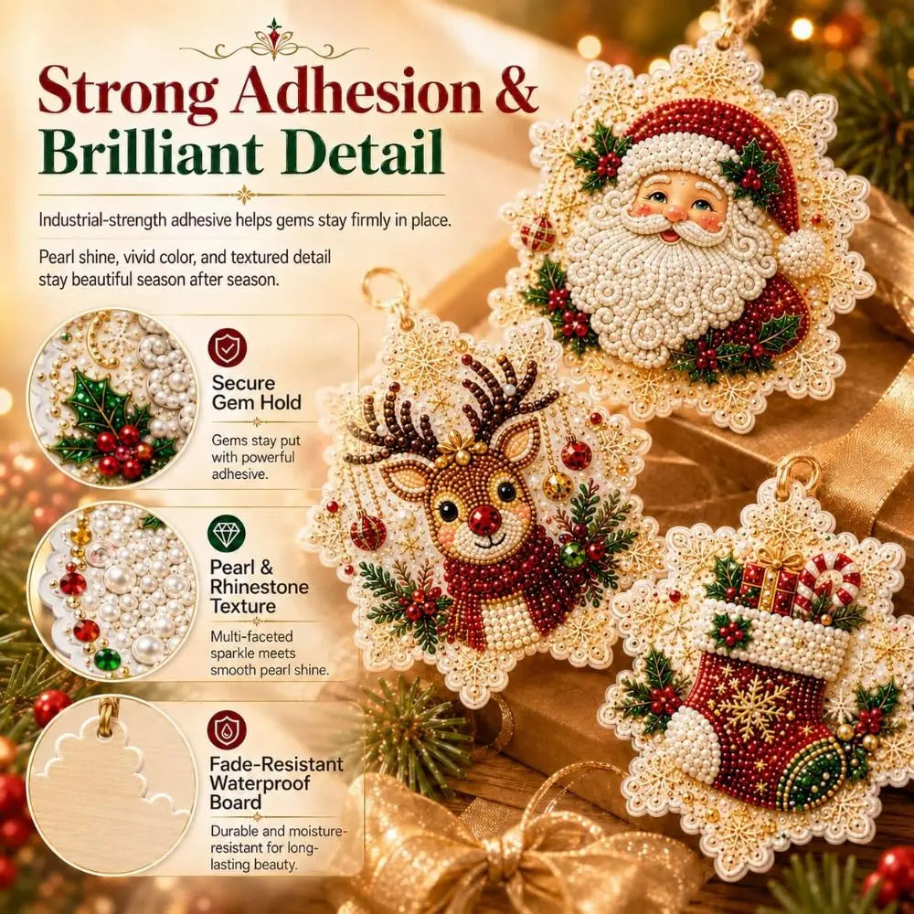DIY Christmas Diamond Art Ornament Kit – 8Pcs Sparkling Holiday Tree Pendant Decorations Set (GL-012-ORNAMENT)