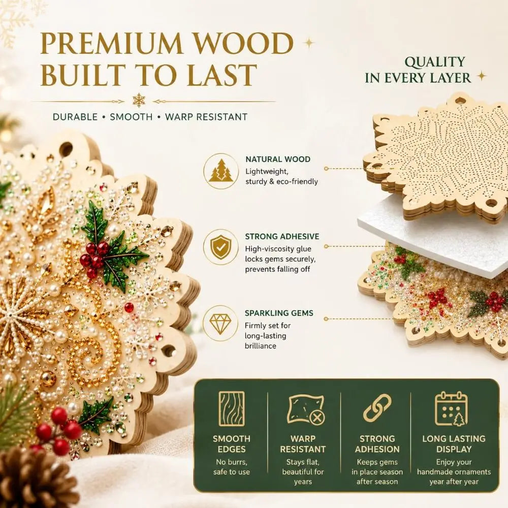DIY Christmas Diamond Art Ornament Kit – 8Pcs Sparkling Holiday Tree Pendant Decorations Set (GL-012-ORNAMENT)